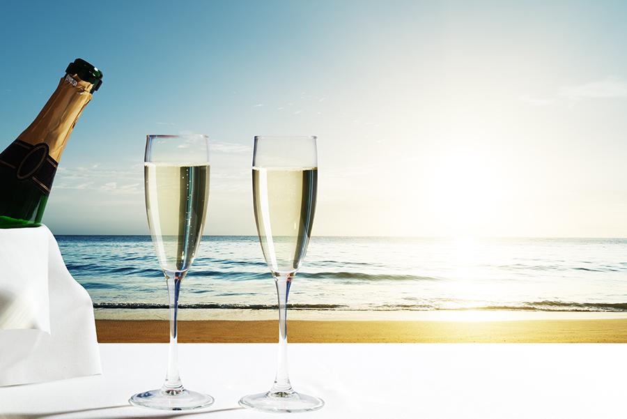 Champagne by the ocean